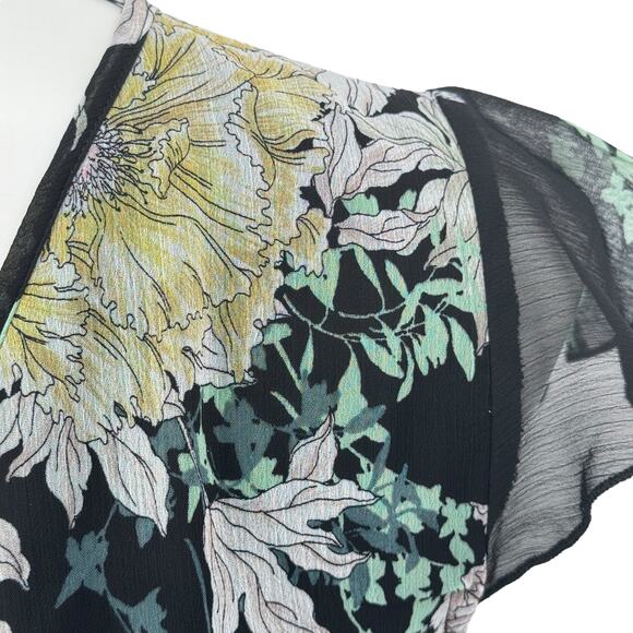 Band of Gypsies Prairie Ruffle Dress Women SZ M Black Floral Boho Vintage Style - Picture 8 of 14